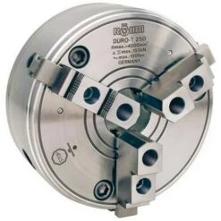 ROHM Mandrin à Crémaillère à Trois Mors DURO-T Avec Cône Court DIN 55027, Goujon à Téton Et écrou à Embase, Taille : 200 Mm, Fixation Cône Court 6