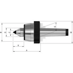 ROHM Pointe Tournante Avec écrou D'extraction Et Pastille De Carbure, Taille : 108, MK 4, A 102,5 Mm, B : 70 Mm, C : 14 Mm, D : 32 Mm, G : 31,625 Mm