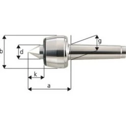 FP Pointe Tournante, Taille : 101, MK 1, A 60,5 Mm, B : 36 Mm, D : 15 Mm, G : 12,065 Mm, K : 17,0 Mm, Ecart De Concentricité Maximum : 0,005 Mm