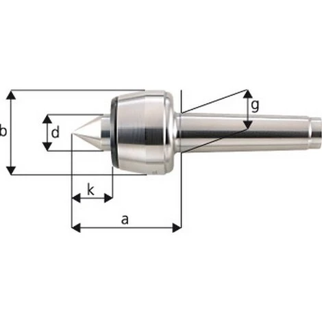 FP Pointe Tournante, Taille : 108, MK 4, A 102,5 Mm, B : 70 Mm, D : 32 Mm, G : 31,267 Mm, K : 41,0 Mm, Ecart De Concentricité Maximum : 0,005 Mm 1 FP Pointe Tournante, Taille : 108, MK 4, A 102,5 Mm, B : 70 Mm, D : 32 Mm, G : 31,267 Mm, K : 41,0 Mm, Ecart De Concentricité Maximum : 0,005 Mm