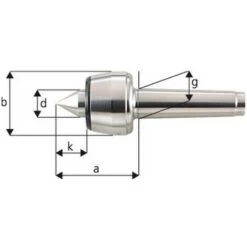 FP Pointe Tournante, Taille : 110, MK 5, A 129,0 Mm, B : 90 Mm, D : 40 Mm, G : 44,399 Mm, K : 50,5 Mm, Ecart De Concentricité Maximum : 0,005 Mm