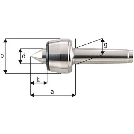 FP Pointe Tournante, Taille : 110, MK 5, A 129,0 Mm, B : 90 Mm, D : 40 Mm, G : 44,399 Mm, K : 50,5 Mm, Ecart De Concentricité Maximum : 0,005 Mm 1 FP Pointe Tournante, Taille : 110, MK 5, A 129,0 Mm, B : 90 Mm, D : 40 Mm, G : 44,399 Mm, K : 50,5 Mm, Ecart De Concentricité Maximum : 0,005 Mm