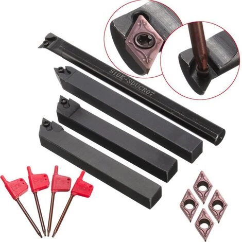 MANTA Ensemble De 4 Ensembles De Support D'outil De Tournage De Barre D'alésage De Tour De Tige De 10 Mm DCMT0702 Carbure 3 MANTA Ensemble De 4 Ensembles De Support D'outil De Tournage De Barre D'alésage De Tour De Tige De 10 Mm DCMT0702 Carbure – Image 3