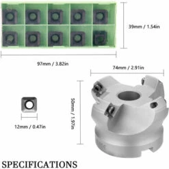 ASUPERMALL Km12R50-22-4T Carbure Insert Maintenu Alimentation Rapide En Alliage Fin Usine D'Usinage Face Fraisage Avec 10 Pieces Inserts -Tours et accessoires Soldes 23912487 3