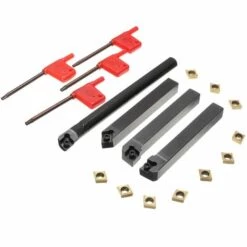 KINGSO Barre Porte-outil De Tournage D'alésage De Tour 4Pcs + 10x Inserts CCMT09T304 + 4x Clés