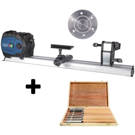 TOUR A BOIS 600MM 550W SCHEPPACH DM600VARIO + JEU DE 8 / CISEAUX DE TOURNAGE 1 TOUR A BOIS 600MM 550W SCHEPPACH DM600VARIO + JEU DE 8 / CISEAUX DE TOURNAGE