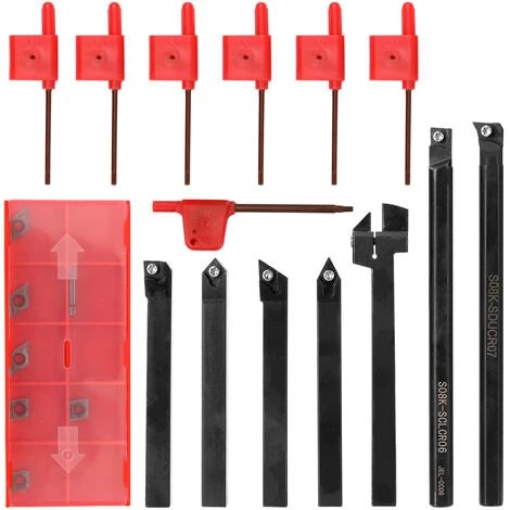 HAPPYSHOPPING 8mm 7 Pieces Ensemble D'outils De Tournage Haute Durete Metal Fraise Tour CNC Porte-outil Avec Cle Avec Lame 1 HAPPYSHOPPING 8mm 7 Pieces Ensemble D'outils De Tournage Haute Durete Metal Fraise Tour CNC Porte-outil Avec Cle Avec Lame