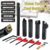 DRILLPRO Ensemble D'outils De Support De Rotation De Tige De 5 Pièces 16 MM Avec Lame Et Clé Pour Tour De Banc Et Outil De Tournage CNC
