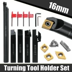 DRILLPRO Ensemble D'outils De Support De Rotation De Tige De 5 Pièces 16 MM Avec Lame Et Clé Pour Tour De Banc Et Outil De Tournage CNC -Tours et accessoires Soldes 27070465 5