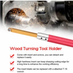 ASUPERMALL Travail Du Bois 3Pcs Lathe Tournage De Bois Porte-Outil Rotatif Chisel Avec Poignee Rouge Et R6 Inserer -Tours et accessoires Soldes 31041875 4