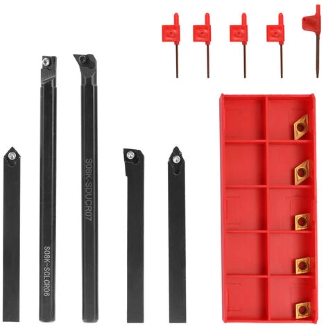 HAPPYSHOPPING Ensemble De 5 Porte-outils De Tournage Indexables A Tige De 8 Mm Avec 5 Lames DCMT070204 1 HAPPYSHOPPING Ensemble De 5 Porte-outils De Tournage Indexables A Tige De 8 Mm Avec 5 Lames DCMT070204