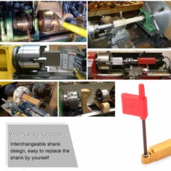 HAPPYSHOPPING 3 Pieces Ensemble D'outils De Machine-outil A Bois Poignee Carree Rouge + Lame Jaune Pplc-R6 + R6 -Tours et accessoires Soldes 32997270 4