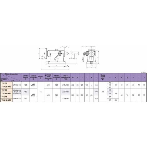 Contre-pointe 135 Mm CM3 Vertex TS-135-MT3 2 Contre-pointe 135 Mm CM3 Vertex TS-135-MT3 – Image 2