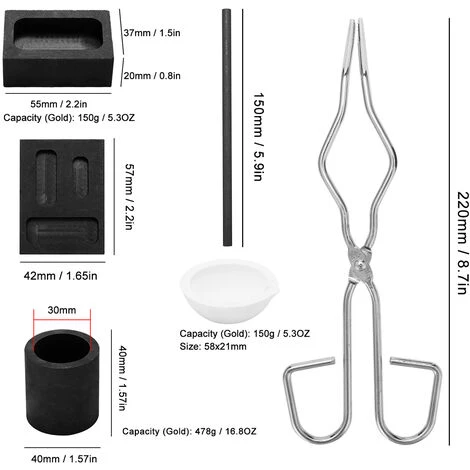 HAPPYSHOPPING 6 Pcs Torche Fusion Argent Graphite Creuset Kit Graphite Creuset Coupe Pinces Bol De Fusion Graphite Tige D'agitation Cylindre Cylindre Creuset Graphite Lingotiere Outils De Coulee Graphite Carre Et Fusion De Quartz,modele: Multicolore Multicolore 2 HAPPYSHOPPING 6 Pcs Torche Fusion Argent Graphite Creuset Kit Graphite Creuset Coupe Pinces Bol De Fusion Graphite Tige D'agitation Cylindre Cylindre Creuset Graphite Lingotiere Outils De Coulee Graphite Carre Et Fusion De Quartz,modele: Multicolore Multicolore – Image 2