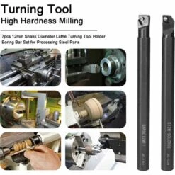 ASUPERMALL 7Pcs 12Mm Diametre De Tige Tour Tour Porte-Outil Tourner Baring Bar A Barres Inserts Ensemble Pour Traitement Des Pieces En Acier, Multicolore -Tours et accessoires Soldes 39457491 3