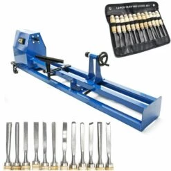 WILTEC Tour à Bois 400W Et Kit De Fers à Sculpter 12 Pcs. Avec Fer Plat & Gouge