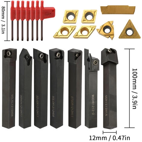 SUPERSELLER Barre D'alésage De Support D'inserts Multifonctionnels En Carbure Monobloc 21 Pièces Avec Clés Pour Outils De Tournage De Tour, 0 4 SUPERSELLER Barre D'alésage De Support D'inserts Multifonctionnels En Carbure Monobloc 21 Pièces Avec Clés Pour Outils De Tournage De Tour, 0 – Image 4
