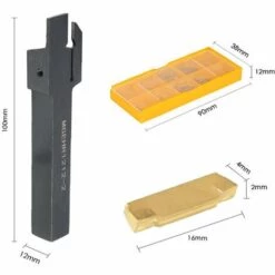 ASUPERMALL 4Pcs Inserts En Carbure + Support 12 * 100Mm + Cle Tour Outil Rainurage De Tournage -Tours et accessoires Soldes 55495200 5