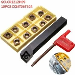 MONLY SCLCR1212H09 12x100mm Porte-Outil De Tournage De Tour Avec 10 CCMT09T304-PM Inserts En Carbure -Tours et accessoires Soldes 57142857 5