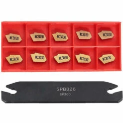 ASUPERMALL Kit D'outils De Tournage De Tour à Métaux SPB26-3 110 X 26 Mm Outil De Coupe De Lame De Rainurage Avec 10 PCS GTN-3 SP300 Inserts En Carbure De Coupe Pour La Semi-finition De L'acier -Tours et accessoires Soldes 57260837 5