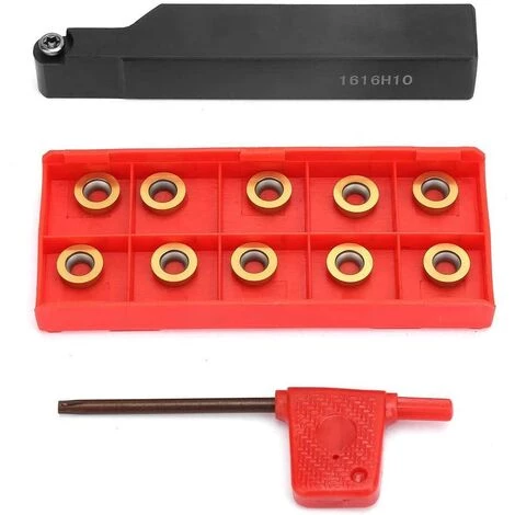 BEARSU Outil De Tournage De Tour, 10pcs RPMT10T3MO Insère Des Lames + SRAPR1616H10 Porte-Outil De Tournage + Clé 1pcs 2 BEARSU Outil De Tournage De Tour, 10pcs RPMT10T3MO Insère Des Lames + SRAPR1616H10 Porte-Outil De Tournage + Clé 1pcs – Image 2