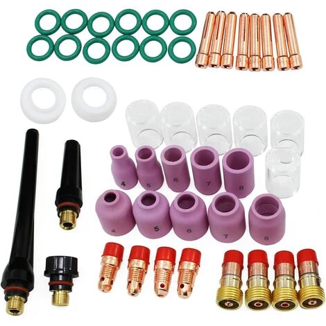 FLYME 49 PCS TIG Soudage Torche Fournitures Soudage Collet Joint Retour Cap Stubby Gaz Lentille Pyrex Verre Tasse Alumina Buse Accessoory Kit Pour WP-17/18/26 (49PCS Kits) 1 FLYME 49 PCS TIG Soudage Torche Fournitures Soudage Collet Joint Retour Cap Stubby Gaz Lentille Pyrex Verre Tasse Alumina Buse Accessoory Kit Pour WP-17/18/26 (49PCS Kits)