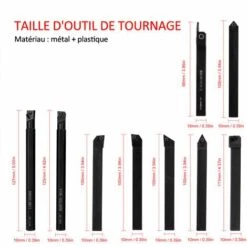 HAPPYSHOPPING Ensemble D'outils De Tournage 9 Pieces Haute Duretefraise En Metal Tour Porte-outil CNC Avec Cleet Lame 10mm -Tours et accessoires Soldes 57587169 3