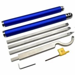 WENH Jeu D'Outils De Tournage, Acier Allié Tour En Bois Outils De Coupe De La Poignée En Alliage D'aluminium Avec 2PCS Lames Outil De Travail Du Bois Pour La Sculpture Sur Bois,DIY