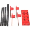 ASUPERMALL Kit D'outils De Tournage Pour Tour à Métaux 4 PCS S07K/ S08K/ S10K/ S12M-SCLCR06 Barres D'alésage 10 PCS CCMT060204 Inserts En Carbure 4 Clés Prune