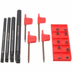 ASUPERMALL Kit D'outils De Tournage Pour Tour à Métaux 4 PCS S07K/ S08K/ S10K/ S12M-SCLCR06 Barres D'alésage 10 PCS CCMT060204 Inserts En Carbure 4 Clés Prune