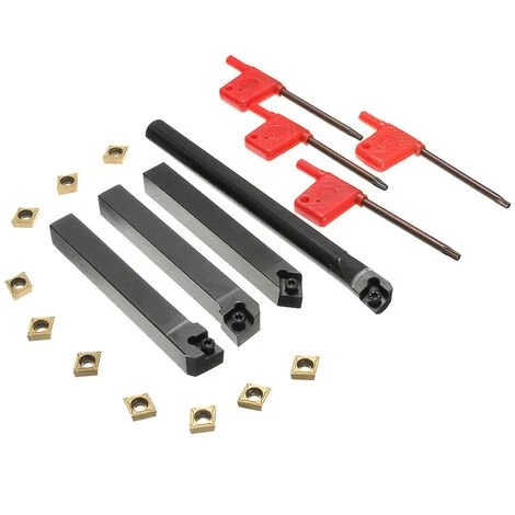 HAPPYSHOPPING Porte-outil De Tournage 4 Pieces + Plaquette Carbure CCMT09T304 + Cle T15 1 HAPPYSHOPPING Porte-outil De Tournage 4 Pieces + Plaquette Carbure CCMT09T304 + Cle T15