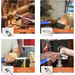 WENH Ensemble D'outils De Tour à Bois à Pointes En Carbure, Avec Fraises En Carbure, Poignée En Alliage Amovible Et étui De Transport En Aluminium Pour Les Bricoleurs Amateurs -Tours et accessoires Soldes 60112299 5