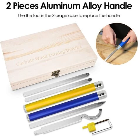 WENH Outils De Tournage Les Outils De Tour, Lame Au Carbure De Tungstène, 2 Manches En Aluminium, Manche En Acier Inoxydable, Adapté Aux Amateurs De Travail Du Bois 3 WENH Outils De Tournage Les Outils De Tour, Lame Au Carbure De Tungstène, 2 Manches En Aluminium, Manche En Acier Inoxydable, Adapté Aux Amateurs De Travail Du Bois – Image 3