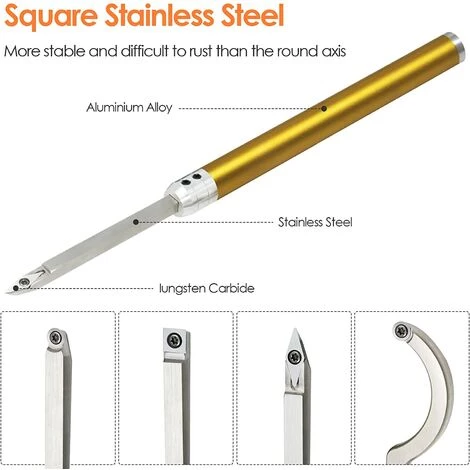 WENH Outils De Tournage Les Outils De Tour, Lame Au Carbure De Tungstène, 2 Manches En Aluminium, Manche En Acier Inoxydable, Adapté Aux Amateurs De Travail Du Bois 4 WENH Outils De Tournage Les Outils De Tour, Lame Au Carbure De Tungstène, 2 Manches En Aluminium, Manche En Acier Inoxydable, Adapté Aux Amateurs De Travail Du Bois – Image 4