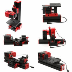 SUPERSELLER Mini DIY 6 En 1 Transformateur Motorisé Multifonctionnel Machine Polyvalente Scie Sauteuse Meuleuse Perceuse Tour à Métal En Plastique Tour à Bois Perçage Ponçage Tournage Fraisage Sciage Machine Kit D'outils