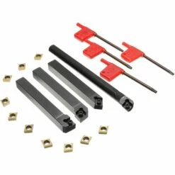 AOUGO Porte-Outil De Tournage 4PCS + Plaquettes En Carbure CCMT09T304 + Clé T15