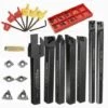 TOPHOMER 21Pcs Porte-Outil De Tournage, Tournage En Carbure Multifonctionnel Support Al¨¦soir Avec Inserts De Carbure, Pour Outil De Tour (10 MM)