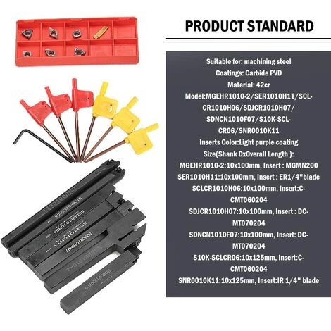 ROSIER 21Pcs Porte-Outil De Tournage, Tournage En Carbure Multifonctionnel Support Alésoir Avec Inserts De Carbure, Pour Outil De Tour——VEBTles 5 ROSIER 21Pcs Porte-Outil De Tournage, Tournage En Carbure Multifonctionnel Support Alésoir Avec Inserts De Carbure, Pour Outil De Tour——VEBTles – Image 5