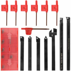 DECKON 8mm 7 Pieces Ensemble D'outils De Tournage Haute Durete Metal Fraise Tour CNC Porte-outil Avec Cle Avec Lame