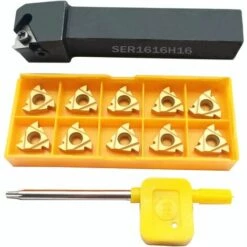TINOR 5/8" SER1616H16 Porte-outil De Tournage En Carbure De Tungstène Indexable Avec 10 Lames 16ER AG60 BP010 En Carbure Indexable