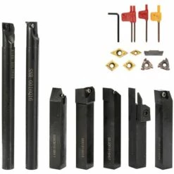 LIFCAUSAL 16mm Tige 7 Pièces Avec Clé à Insérer En Carbure Ensemble De Bricolage Tour En Acier En Métal Support De Barre D'alésage Outil De Tournage