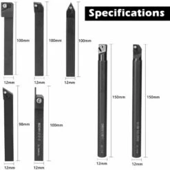 LIFCAUSAL 7 Pièces 12mm Tige Diamètre Tour Porte-outil De Tournage Barre D'alésage Inserts Ensemble Pour Le Traitement Des Pièces En Acier -Tours et accessoires Soldes 64701270 4