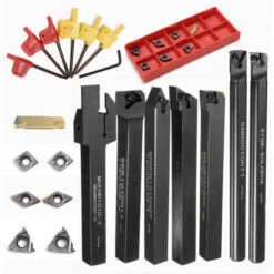 OSQI Outils De Coupe 10mm 7 Pièces Tour à Tige Porte-outil De Tournage Barre D'alésage Avec 7 Pièces Insert En Carbure Et Clés à Molette