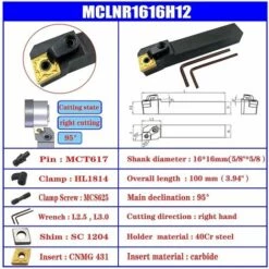 CESIèCLEFOU CNC Tour Excircle Indexable Carbure Outil De Tournage Bit Set MTJNR1616H16 + MWLNR1616H08 + MCLNR1616H12 Avec 3pcs Inserts En Carbure Indexable（3 PCS）Lefou -Tours et accessoires Soldes 65642170 3