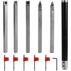 LIFCAUSAL Tour En Acier Allié Outil De Tournage Du Bois Carbure Insérer Clé Outils De Coupe Poignée En Alliage D'aluminium Outil De Travail Du Bois 6 Pièces