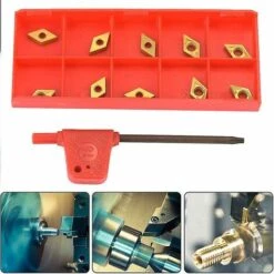 Cisea Lame D'insertion En Carbure - 10pcs Dcmt070204 Us735 Dcmt21.51 Outil De Tournage De Tour De Lame D'insertion En Carbure Revêtu De CNC Avec Clé -Tours et accessoires Soldes 66862653 5