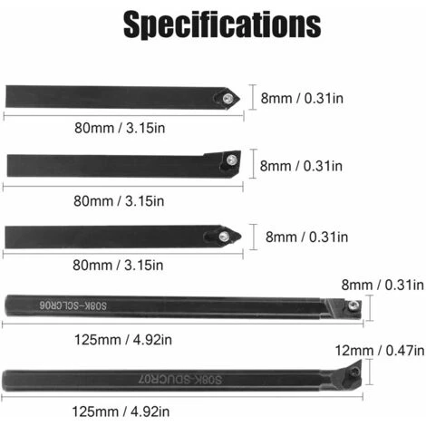 KAEJYIUT 5Pcs De Turning Porte-Outil De Forage Bar + 3Pcs Ccmt060204 + 2Pcs Dcmt070204 Carbure Insert Set 4 KAEJYIUT 5Pcs De Turning Porte-Outil De Forage Bar + 3Pcs Ccmt060204 + 2Pcs Dcmt070204 Carbure Insert Set – Image 4