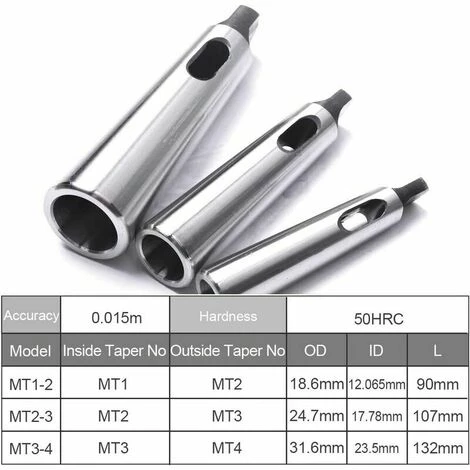 Thsinde Tour De Fraisage Adaptateur De Réduction De Bague De Forage Conique Morse (MT1 à MT2, MT3 à MT2, MT3 à MT4, 3 Pièces) 2 Thsinde Tour De Fraisage Adaptateur De Réduction De Bague De Forage Conique Morse (MT1 à MT2, MT3 à MT2, MT3 à MT4, 3 Pièces) – Image 2