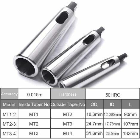 QERSTA Cône Morse Douille De Perçage Réduction Adaptateur Pour Tour De Fraisage (MT1 à MT2, MT3 à MT2, MT3 à MT4,3pcs) 2 QERSTA Cône Morse Douille De Perçage Réduction Adaptateur Pour Tour De Fraisage (MT1 à MT2, MT3 à MT2, MT3 à MT4,3pcs) – Image 2