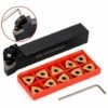 Accessoire Pour Tour à Métaux DENUOTOP MWLNR2020K08 Support + 10 Pièces WNMG080404 Plaquettes En Carbure + Clé Pour Tour